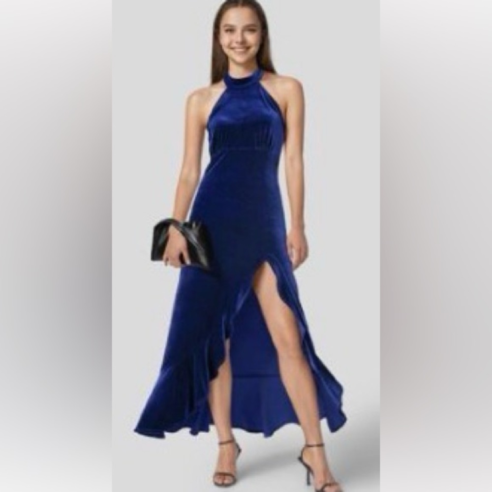 HALARA Royal Blue Velvet Dress